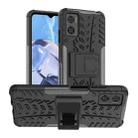 For Motorola Moto E22 Tire Texture TPU + PC Phone Case with Holder(Black) - 1