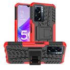 For OPPO A57 5G / OnePlus Nord N300 Tire Texture TPU + PC Phone Case with Holder(Red) - 1