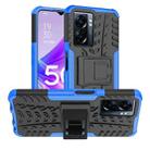 For OPPO A57 5G / OnePlus Nord N300 Tire Texture TPU + PC Phone Case with Holder(Blue) - 1