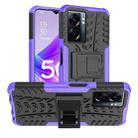 For OPPO A57 5G / OnePlus Nord N300 Tire Texture TPU + PC Phone Case with Holder(Purple) - 1