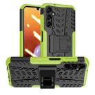For Samsung Galaxy A14 5G Tire Texture TPU + PC Phone Case with Holder(Green) - 1