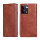 For OPPO Reno9 5G / Reno9 Pro 5G Gloss Oil Solid Color Magnetic Leather Phone Case(Brown) - 1