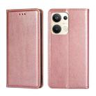 For OPPO Reno9 Pro+ 5G Gloss Oil Solid Color Magnetic Leather Phone Case(Rose Gold) - 1