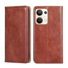 For OPPO Reno9 Pro+ 5G Gloss Oil Solid Color Magnetic Leather Phone Case(Brown) - 1