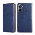 For Realme 10 Pro 5G Gloss Oil Solid Color Magnetic Leather Phone Case(Blue) - 1