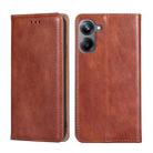 For Realme 10 Pro 5G Gloss Oil Solid Color Magnetic Leather Phone Case(Brown) - 1