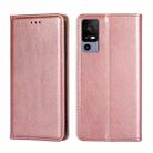 For TCL 40R 5G Gloss Oil Solid Color Magnetic Leather Phone Case(Rose Gold) - 1