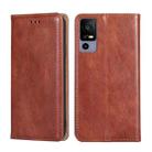 For TCL 40R 5G Gloss Oil Solid Color Magnetic Leather Phone Case(Brown) - 1