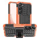 For Samsung Galaxy S23 5G Tire Texture TPU + PC Phone Case with Holder(Orange) - 1