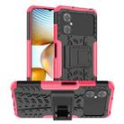 For Xiaomi Poco M4 Tire Texture TPU + PC Phone Case with Holder(Pink) - 1