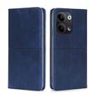 For OPPO Reno9 5G / Reno9 Pro 5G Cow Texture Magnetic Horizontal Flip Leather Phone Case(Blue) - 1