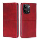 For OPPO Reno9 5G / Reno9 Pro 5G Cow Texture Magnetic Horizontal Flip Leather Phone Case(Red) - 1