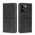 For OPPO Reno9 5G / Reno9 Pro 5G Cow Texture Magnetic Horizontal Flip Leather Phone Case(Black) - 1