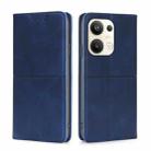 For OPPO Reno9 Pro+ 5G Cow Texture Magnetic Horizontal Flip Leather Phone Case(Blue) - 1