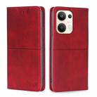 For OPPO Reno9 Pro+ 5G Cow Texture Magnetic Horizontal Flip Leather Phone Case(Red) - 1