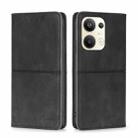 For OPPO Reno9 Pro+ 5G Cow Texture Magnetic Horizontal Flip Leather Phone Case(Black) - 1