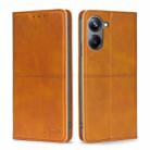 For Realme 10 Pro 5G Cow Texture Magnetic Horizontal Flip Leather Phone Case(Light Brown) - 1