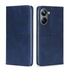 For Realme 10 Pro 5G Cow Texture Magnetic Horizontal Flip Leather Phone Case(Blue) - 1
