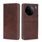 For vivo X90 Pro 5G Cow Texture Magnetic Horizontal Flip Leather Phone Case(Dark Brown) - 1