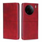 For vivo X90 Pro 5G Cow Texture Magnetic Horizontal Flip Leather Phone Case(Red) - 1