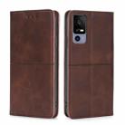 For TCL 40R 5G Cow Texture Magnetic Horizontal Flip Leather Phone Case(Dark Brown) - 1