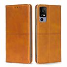 For TCL 40R 5G Cow Texture Magnetic Horizontal Flip Leather Phone Case(Light Brown) - 1