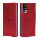 For TCL 40R 5G Cow Texture Magnetic Horizontal Flip Leather Phone Case(Red) - 1