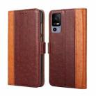 For TCL 40R 5G Ostrich Texture Flip Leather Phone Case(Brown) - 1