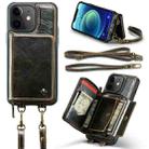 For iPhone 12 JEEHOOD C22 Series Zipper Wallet Leather Phone Case with Dual Lanyard(Coffee) - 1