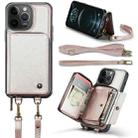 For iPhone 12 Pro Max JEEHOOD C22 Series Zipper Wallet Leather Phone Case with Dual Lanyard(Rose Gold) - 1