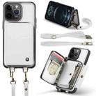 For iPhone 12 Pro Max JEEHOOD C22 Series Zipper Wallet Leather Phone Case with Dual Lanyard(White) - 1