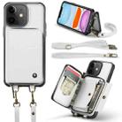 For iPhone 11 JEEHOOD C22 Series Zipper Wallet Leather Phone Case with Dual Lanyard(White) - 1