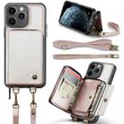 For iPhone 11 Pro JEEHOOD C22 Series Zipper Wallet Leather Phone Case with Dual Lanyard(Rose Gold) - 1
