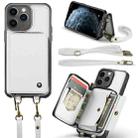 For iPhone 11 Pro JEEHOOD C22 Series Zipper Wallet Leather Phone Case with Dual Lanyard(White) - 1