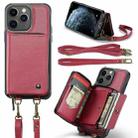 For iPhone 11 Pro Max JEEHOOD C22 Series Zipper Wallet Leather Phone Case with Dual Lanyard(Red) - 1