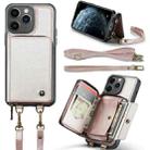 For iPhone 11 Pro Max JEEHOOD C22 Series Zipper Wallet Leather Phone Case with Dual Lanyard(Rose Gold) - 1
