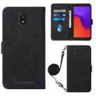For BLU View 2 2020/2022 Crossbody 3D Embossed Flip Leather Phone Case(Black) - 1