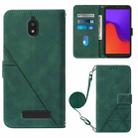 For BLU View 2 2020/2022 Crossbody 3D Embossed Flip Leather Phone Case(Dark Green) - 1
