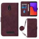 For BLU View 2 2020/2022 Crossbody 3D Embossed Flip Leather Phone Case(Wine Red) - 1