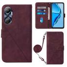 For Infinix Hot 20 4G Crossbody 3D Embossed Flip Leather Phone Case(Wine Red) - 1