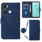 For Infinix Hot 20 Play Crossbody 3D Embossed Flip Leather Phone Case(Blue) - 1