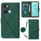 For Infinix Hot 20 Play Crossbody 3D Embossed Flip Leather Phone Case(Dark Green) - 1