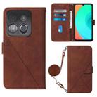 For Infinix Smart 7 Crossbody 3D Embossed Flip Leather Phone Case(Brown) - 1
