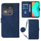 For Infinix Smart 7 Crossbody 3D Embossed Flip Leather Phone Case(Blue) - 1