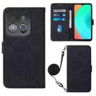 For Infinix Smart 7 Crossbody 3D Embossed Flip Leather Phone Case(Black) - 1