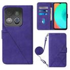 For Infinix Smart 7 Crossbody 3D Embossed Flip Leather Phone Case(Purple) - 1