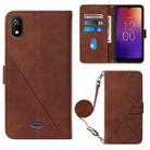 For Moxee m2160 Crossbody 3D Embossed Flip Leather Phone Case(Brown) - 1