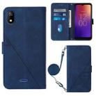 For Moxee m2160 Crossbody 3D Embossed Flip Leather Phone Case(Blue) - 1