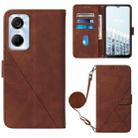 For Tecno Pop 6 Pro Crossbody 3D Embossed Flip Leather Phone Case(Brown) - 1
