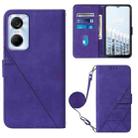 For Tecno Pop 6 Pro Crossbody 3D Embossed Flip Leather Phone Case(Purple) - 1